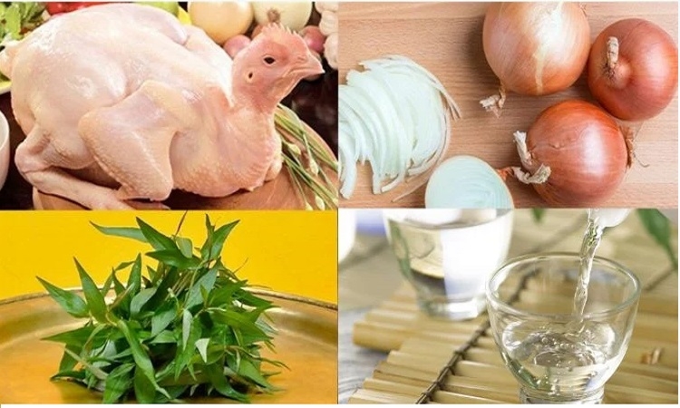 Ingredients for Vietnamese chicken salad laid out on a surface
