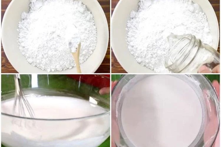 Bột năng pha trộn với nước lạnh theo đúng tỷ lệ