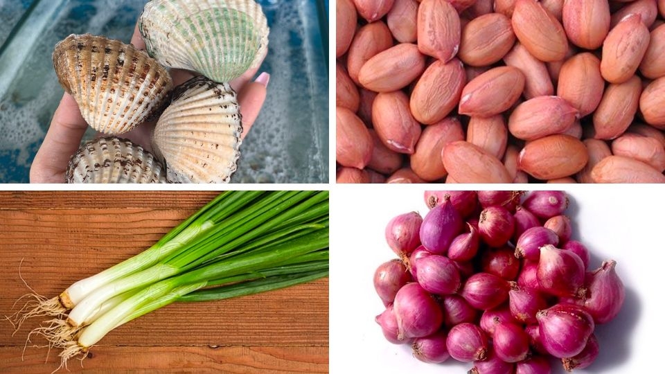 Nguyên liệu làm sò huyết nướng mỡ hành