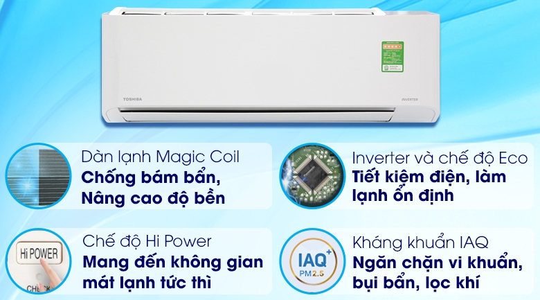 Hình ảnh máy lạnh 1.5 hp tiết kiệm điện nhất Toshiba RAS-H13N4KCVPG-V với công nghệ Inverter