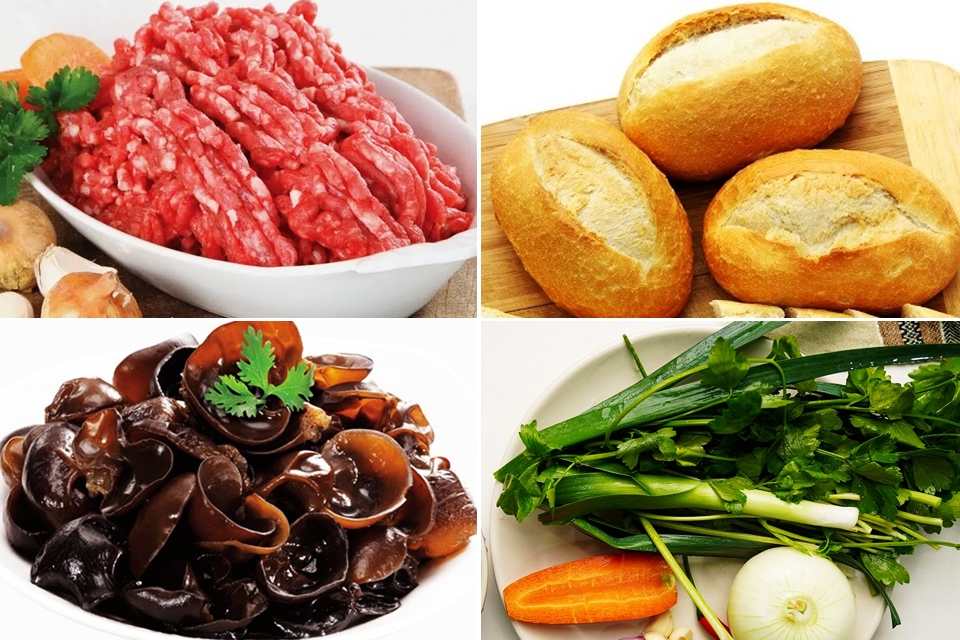 Nguyên liệu làm bánh mì hấp.