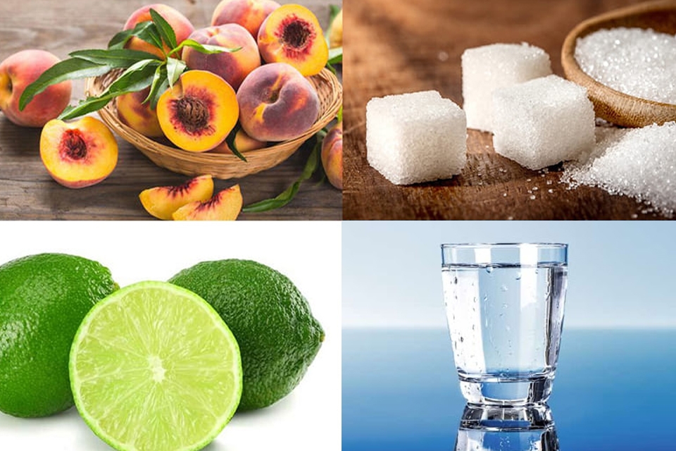 Nguyên liệu làm mứt đào miếng dẻo.