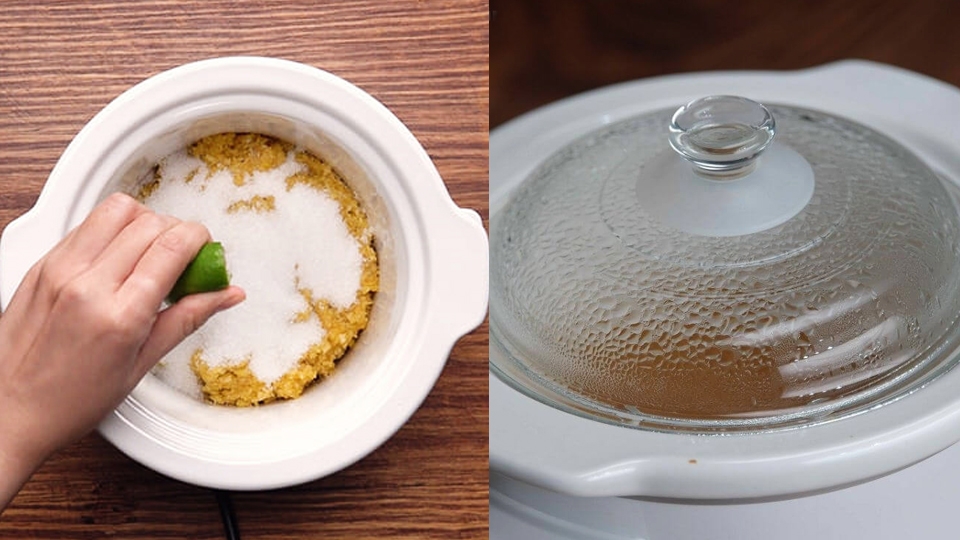 Sên mứt đào với lửa vừa nhỏ.