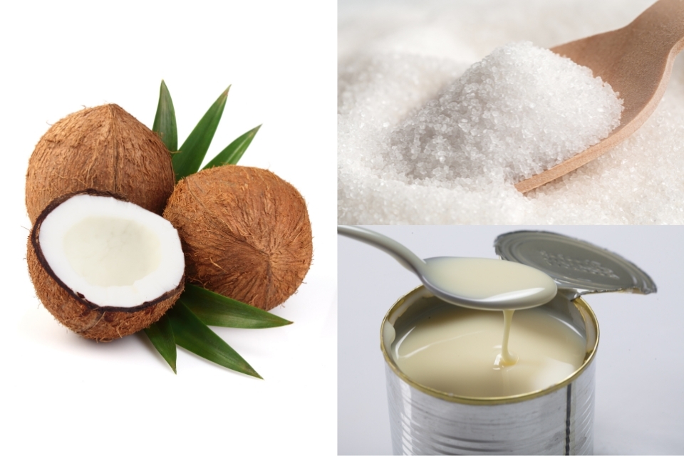 Nguyên liệu làm mứt dừa sữa truyền thống