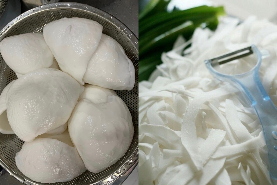Sơ chế nguyên liệu làm mứt dừa sữa truyền thống
