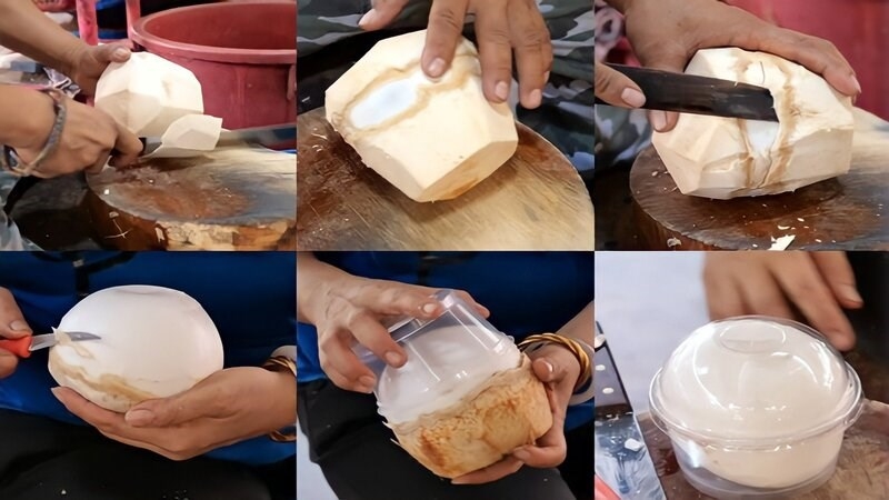 cách chặt dừa 4