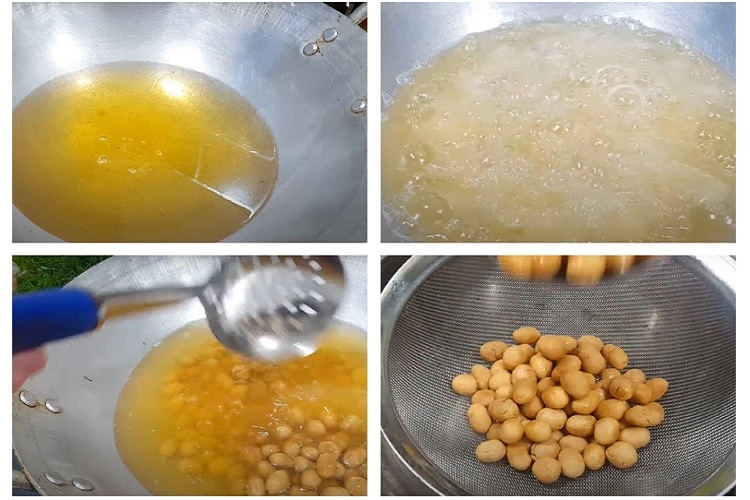 Chiên đậu phộng da cá