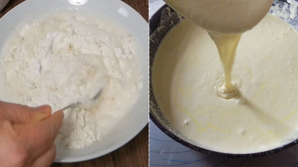 Pha bột chiên với nước