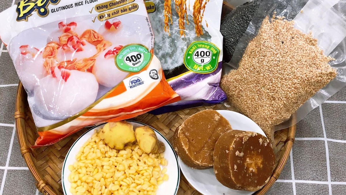 Các nguyên liệu chế biến món bánh trôi tàu đậu xanh