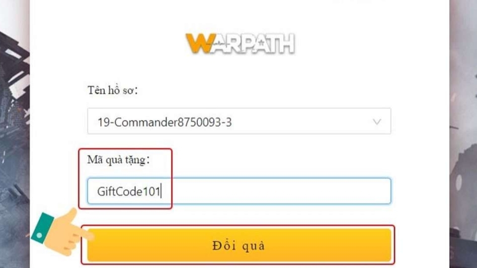 Nhập code và nhấn “Đổi quà”