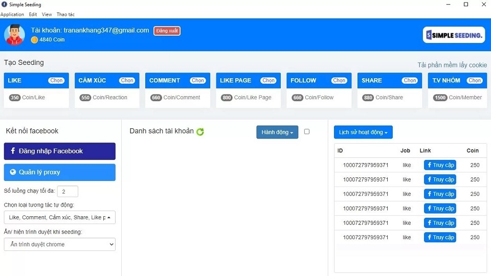 Phần mềm Simple Seeding