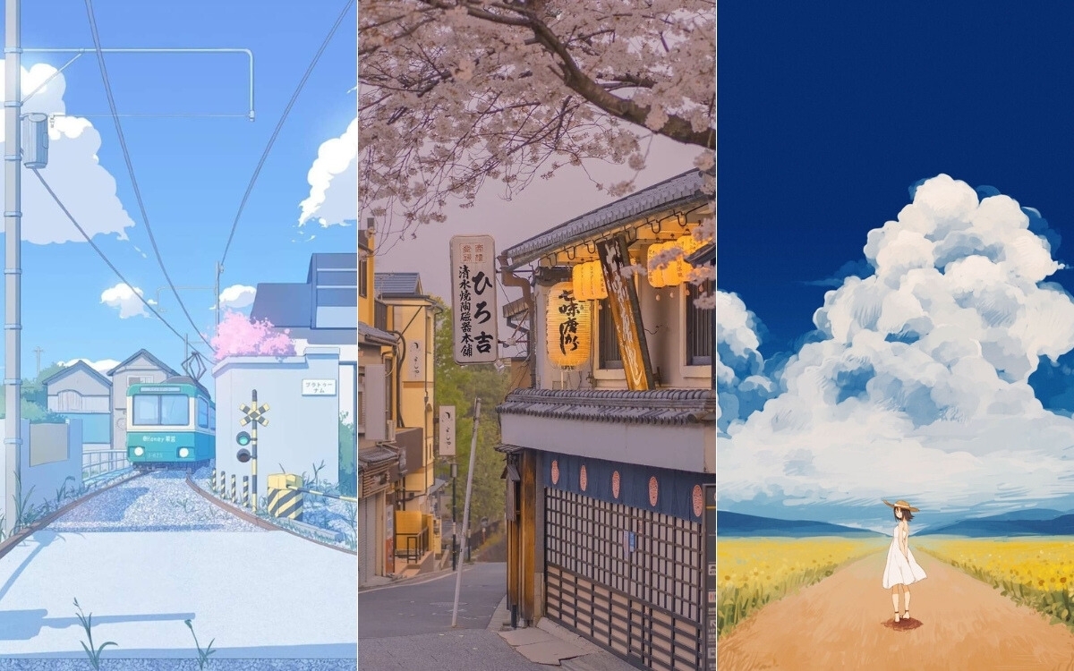 Hình nền điện thoại anime cute phong cảnh 1