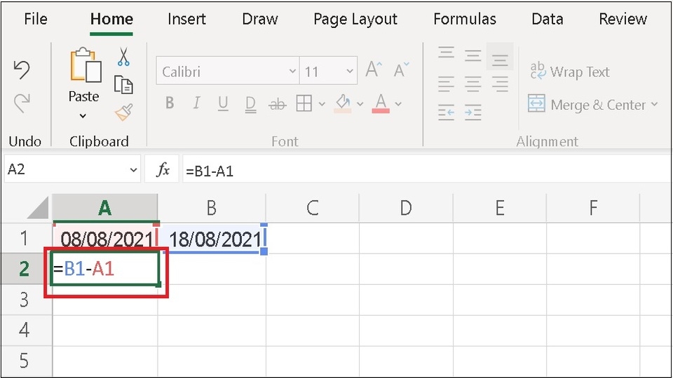 Nhập công thức vào trong ô tính A2 của Excel