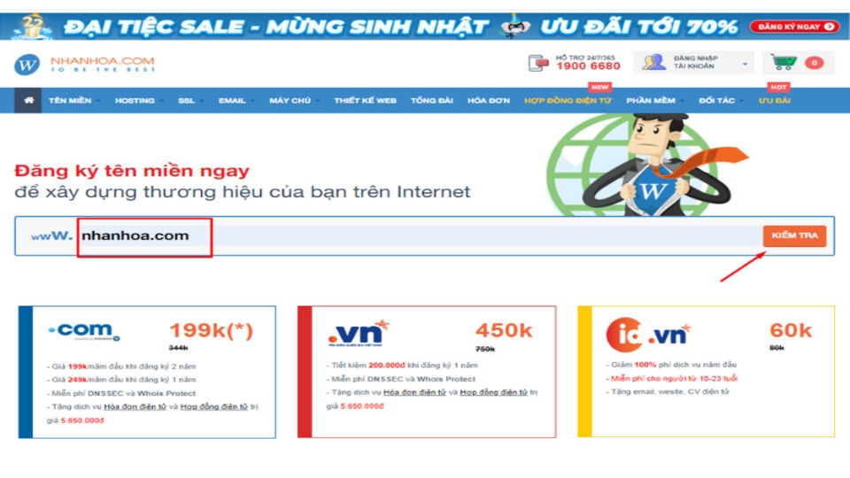 Nhanhoa.com tổ chức dịch vụ đăng ký tên miền