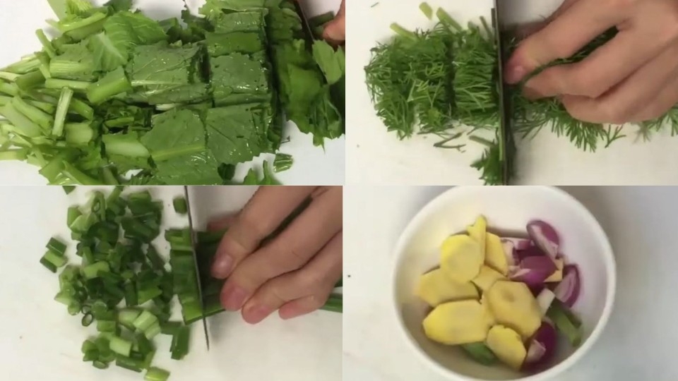 Sơ chế các nguyên liệu trước khi nấu.