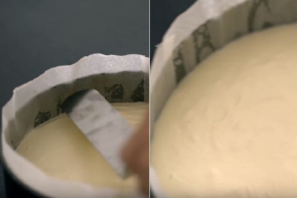 Ráp bánh mousse xoài.