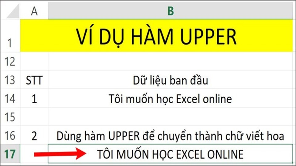 Nhấn Enter và ô tính B17 trên màn hình sẽ hiển thị kết quả
