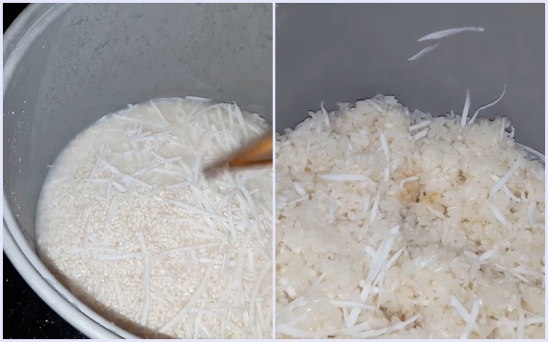 Cách nấu xôi dừa 4