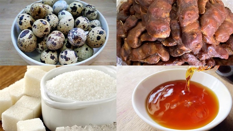 Chuẩn bị các nguyên liệu làm trứng cút sốt me