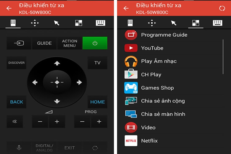 Giao diện điều khiển của Video & TV SideView trên iPhone