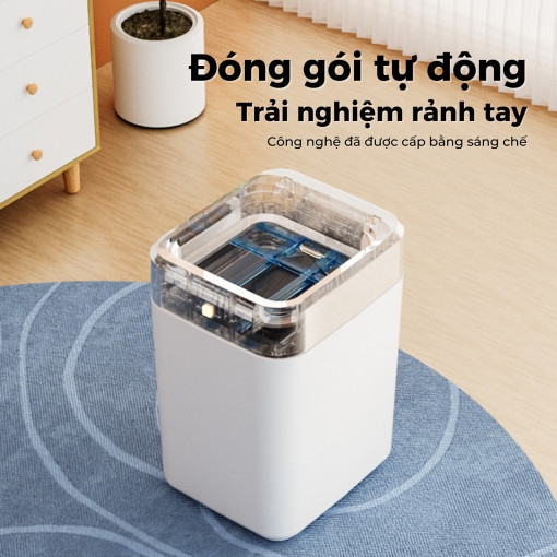 thùng rác thông minh tự đóng gói khi rác đầy
