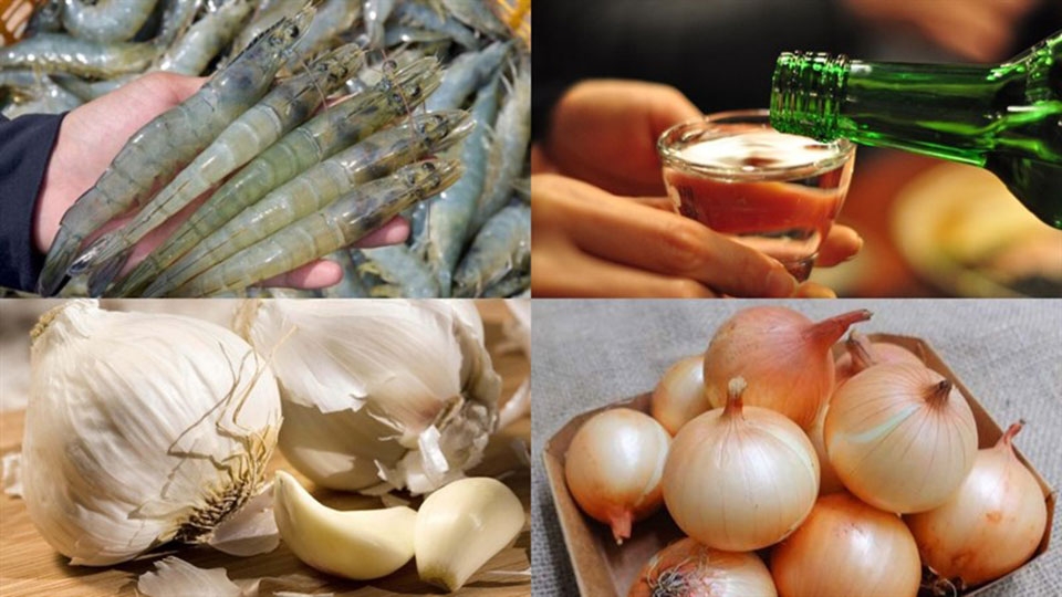 Một số nguyên liệu làm tôm ngâm tương