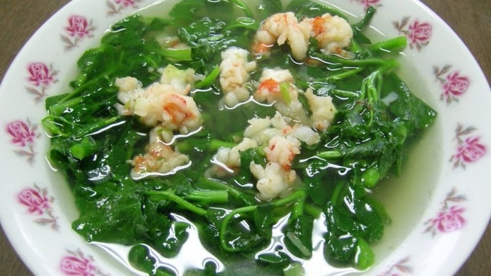 Canh tôm mồng tơi