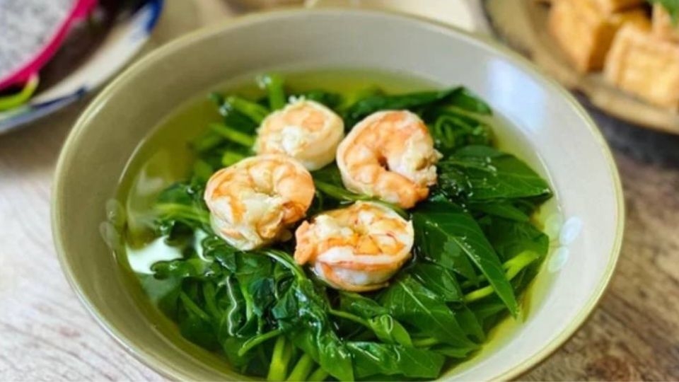 Canh tôm rau muống