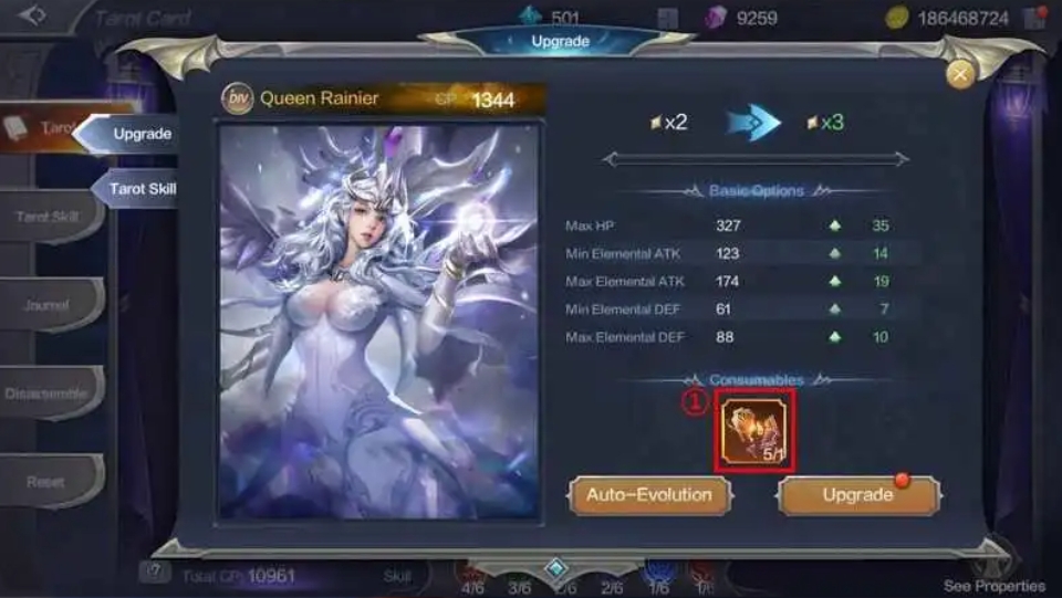 Tarot Card Enhancement sẽ được mở khóa khi sử dụng các mảnh Tarot