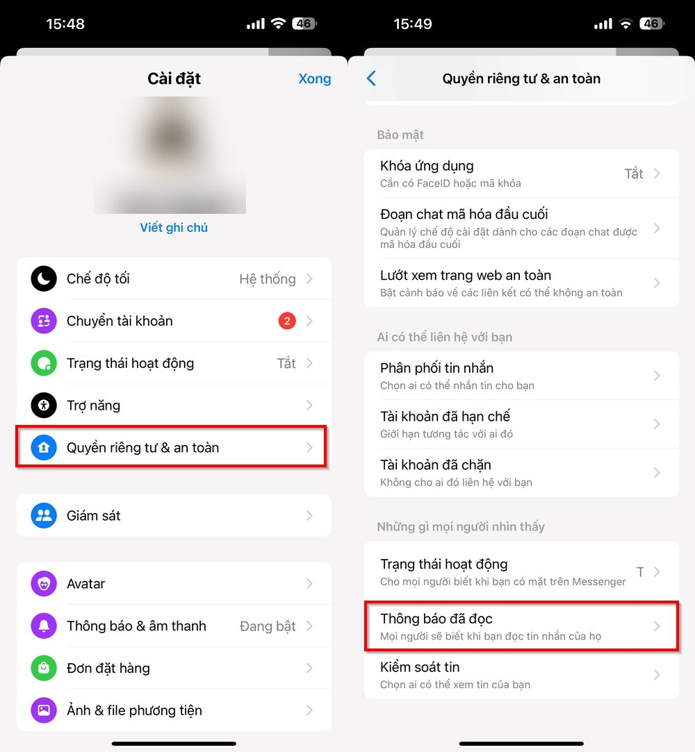 Cách tắt thông báo đã đọc trên Messenger 3