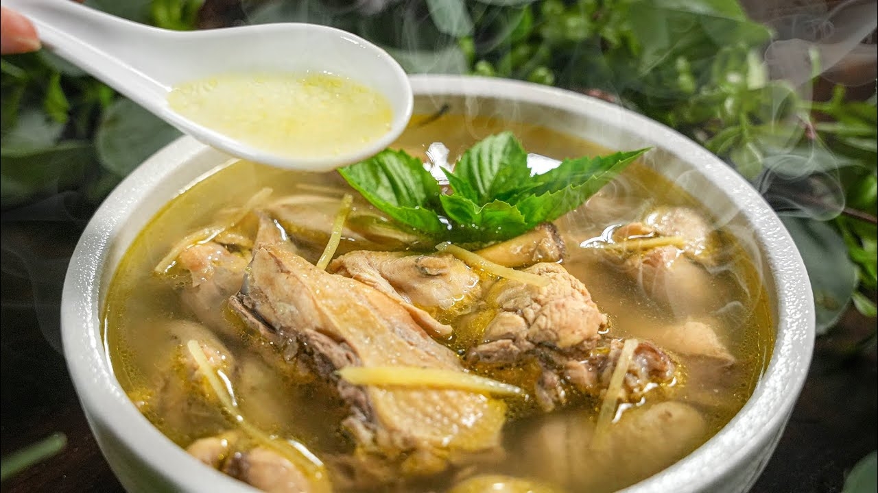Canh gà nấu gừng ngon miệng, giải cảm