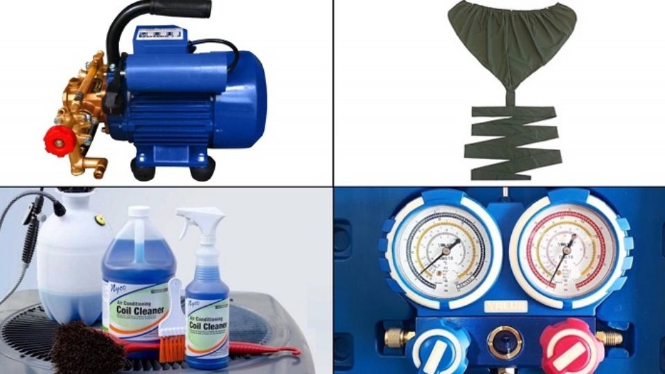 Bộ dụng cụ cần thiết để vệ sinh dàn máy lạnh tại nhá