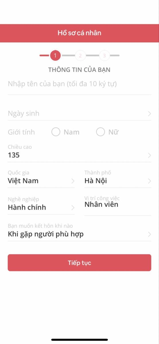 Bước 4: Điền thông tin cá nhân