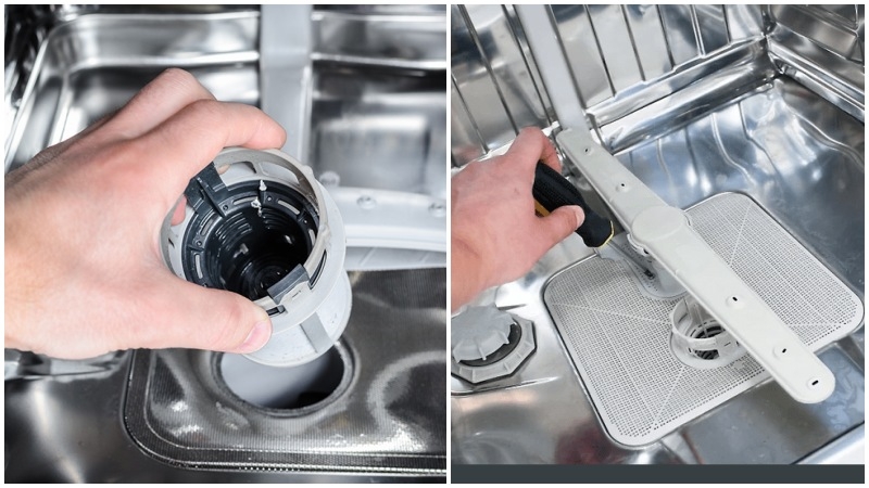 Vệ sinh bộ lọc giúp khử mùi hôi máy rửa bát
