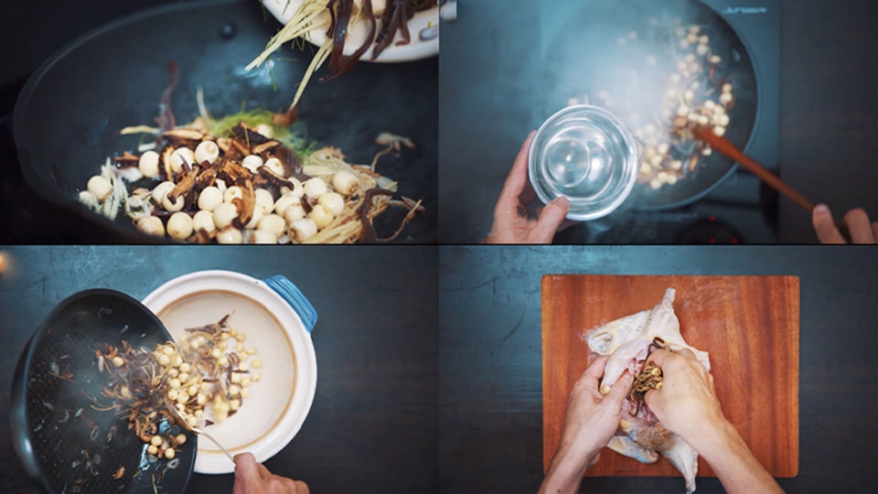 Chế biến các nguyên liệu nhồi gà