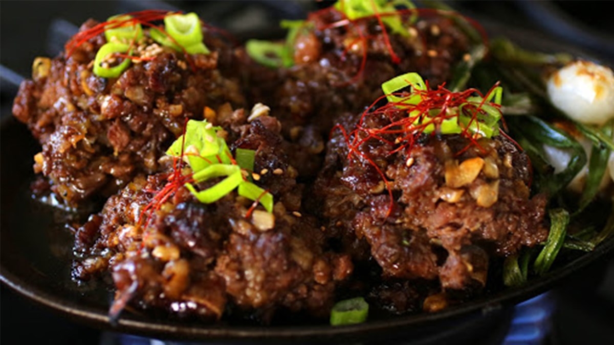 Sườn bò băm nướng tẩm ướp gia vị Hàn Quốc