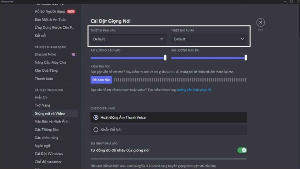 Discord có khả năng khử tạp âm