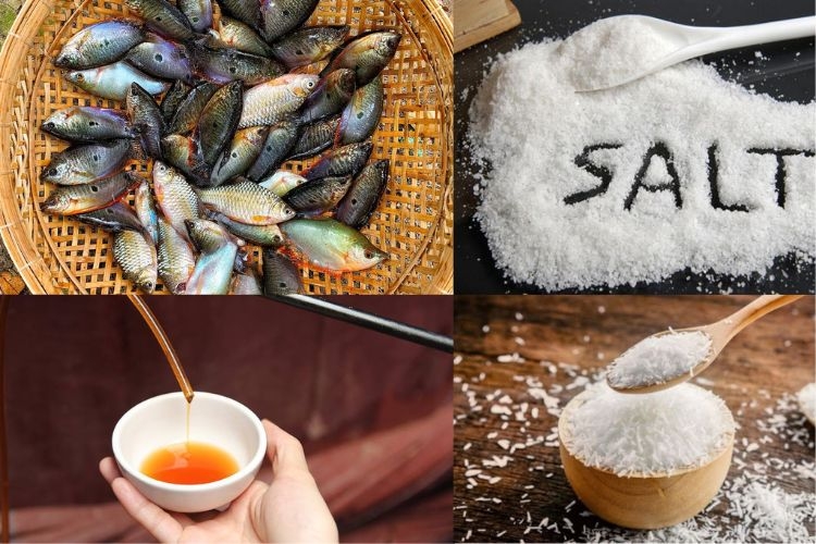 Chuẩn bị cá sặc bướm và gia vị để làm khô cá
