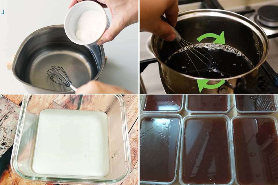 Thực hiện làm thạch cà phê cốt dừa.