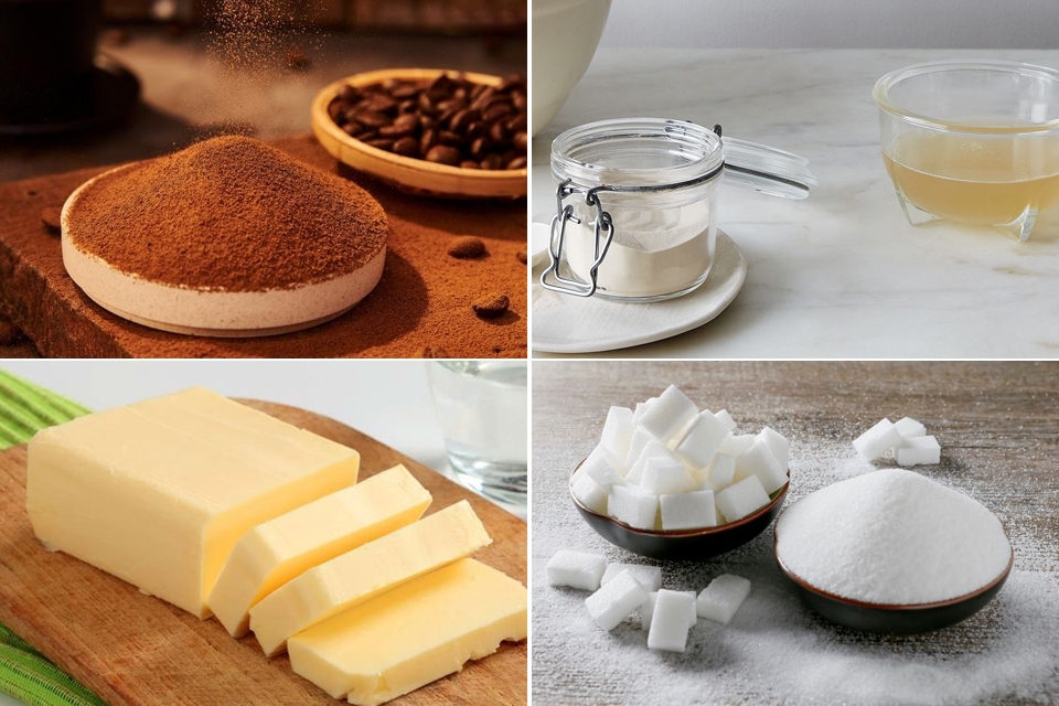 Nguyên liệu làm thạch cà phê nhân phô mai.