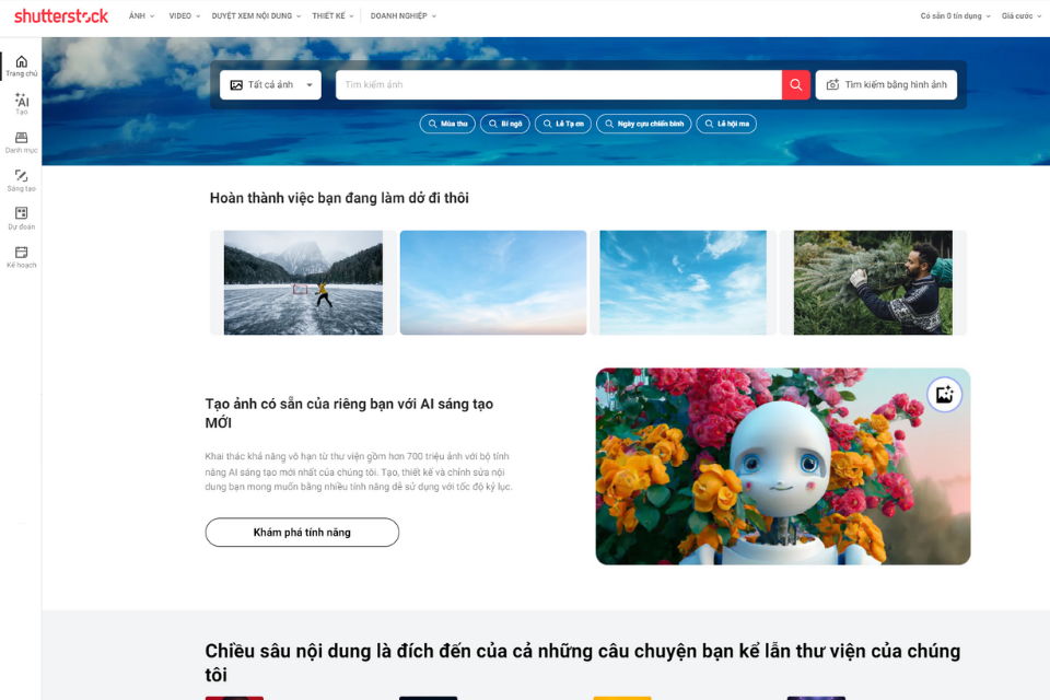 Truy cập vào trang website của Shutterstock