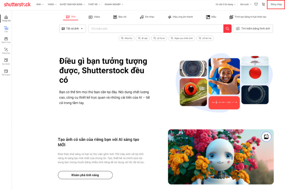 Chọn Đăng nhập > Tạo tài khoản
