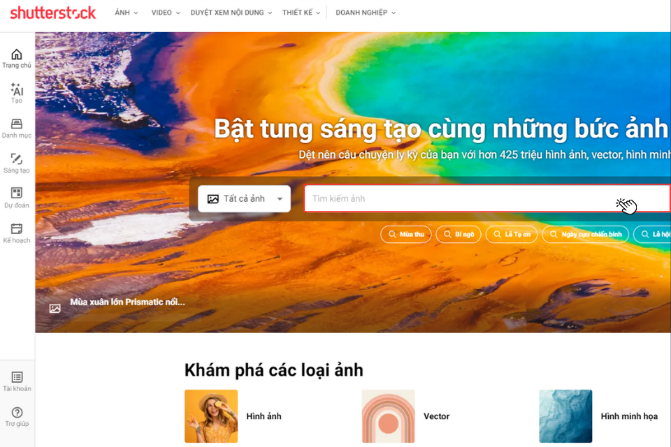 Nhập từ khóa vào ô tìm kiếm