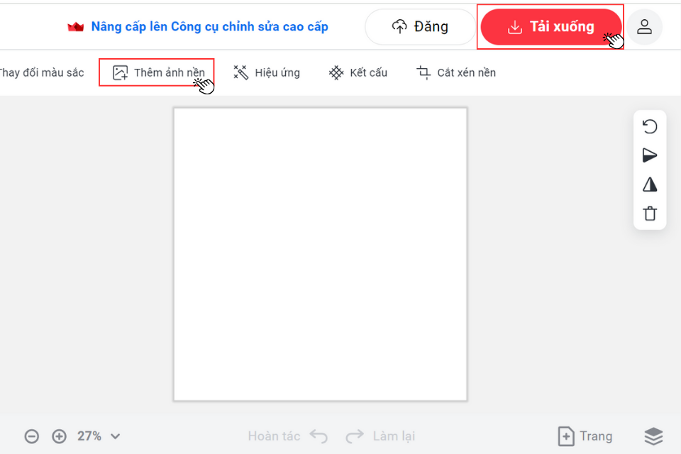 Nhấn Thêm ảnh nền để tải ảnh lên
