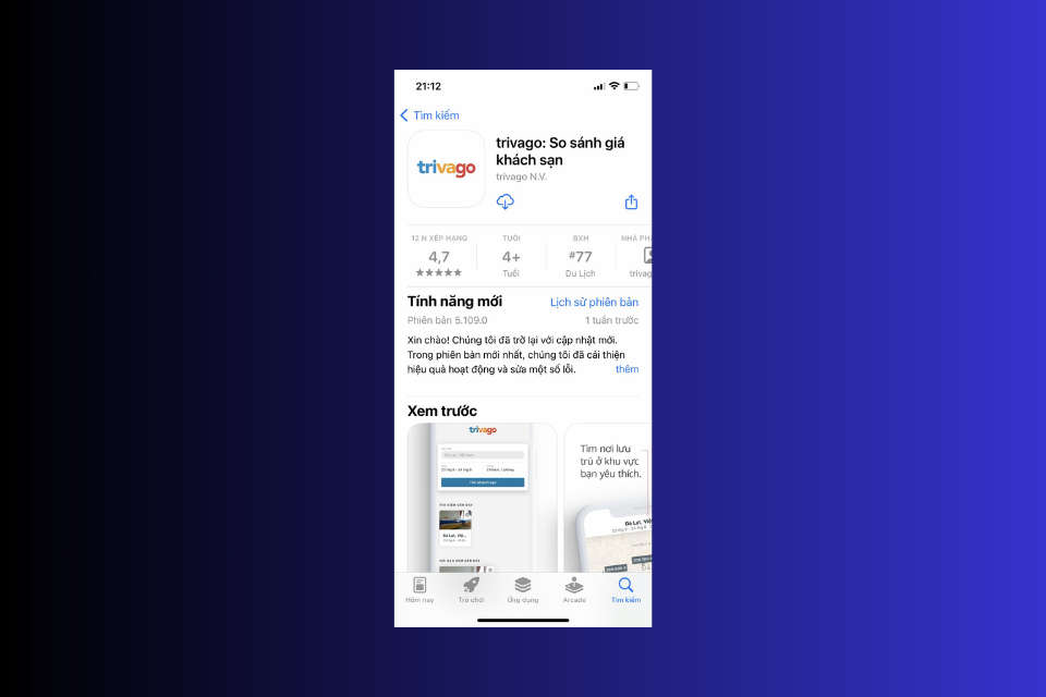 Cách tải Trivago trên điện thoại iPhone