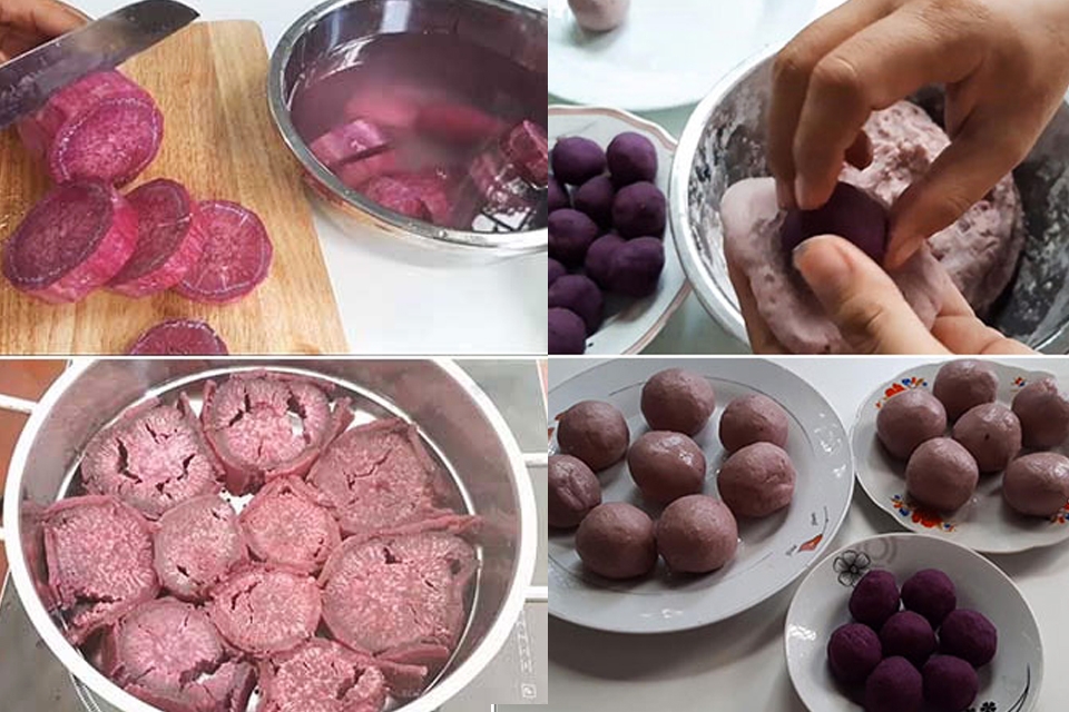 Trộn bột và tạo hình cho bánh.