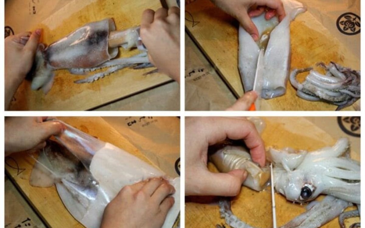 Bước 1: Sơ chế mực