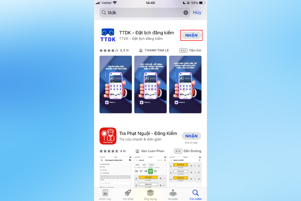 Nhấn nút Nhận để cài đặt ứng dụng