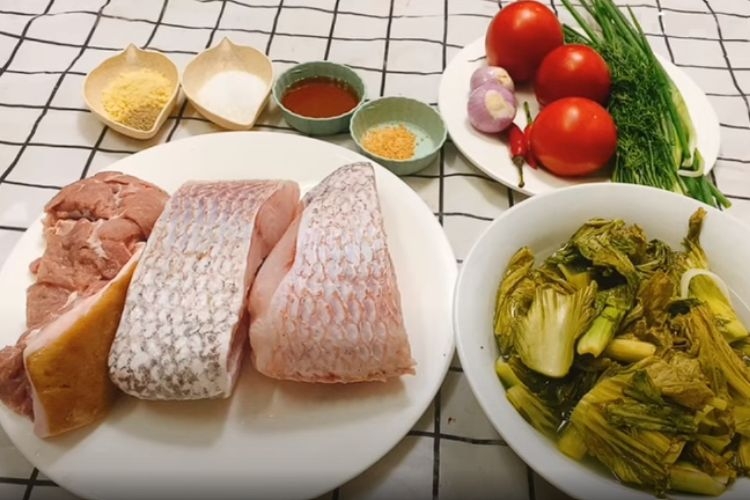 nguyên liệu canh dưa chua cá
