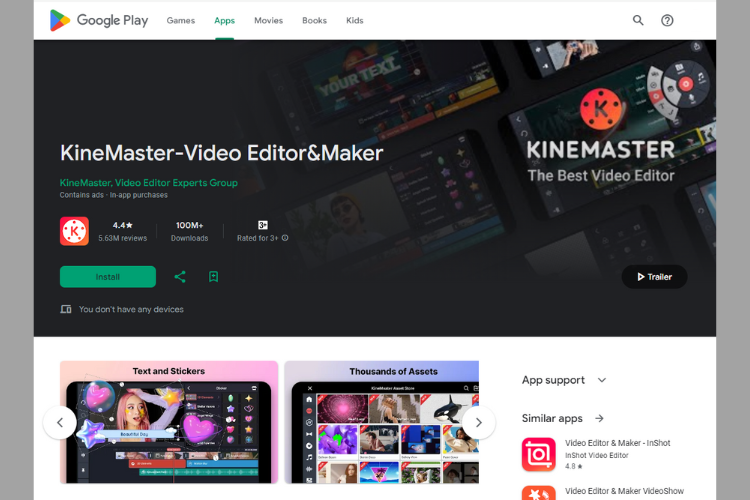 cài đặt Kinemaster trên máy tính và điện thoại